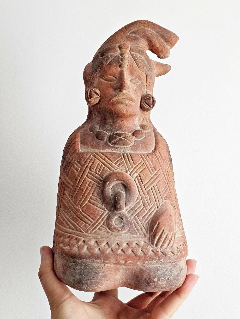 VTG Handmade Terracotta Pre-Columbian Style Effigy Figure Sculpture Mesoamerican